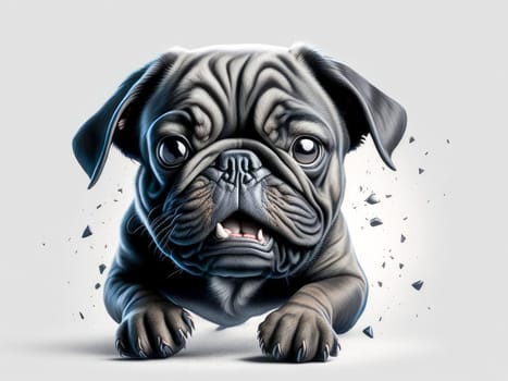 Cute funny pug puppy on white background. Halloween costume. Generative Ai