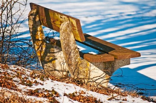 Park bench in winter