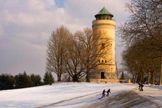 Winter fun at the water tower