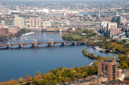 Fall in Boston with View of Charles River.