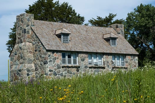Stone Cabin in Iowa in the Summer.