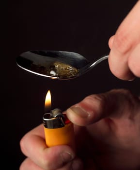 Close up of making heroin