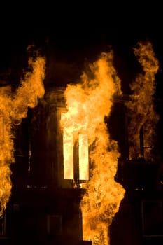 Apartment building on Fire at Night time