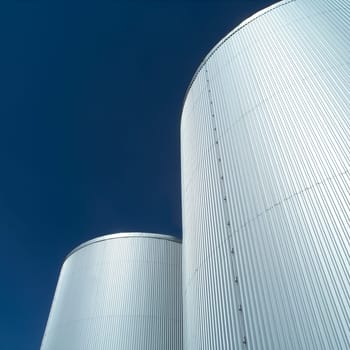 Storage Tanks in front of blue sky