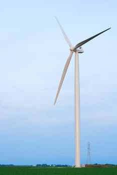 Newly installed windmill in the field in Central Indiana