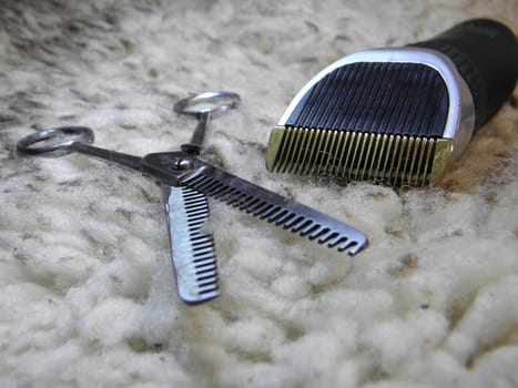 close up of haircutter and scissors