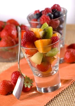 fruit salad from mixed fruit close up