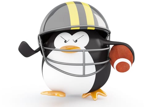 Fat american football player penguin  - 3D render