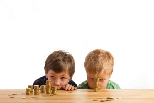 Children stacking money