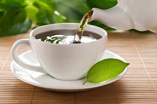Cup of hot tea close up shoot