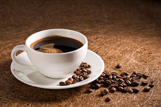 Hot cup of coffee close up shoot