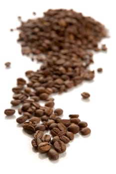 coffee beans on white close up shoot