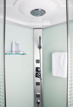 Shower cabin in the bathroom close up shoot