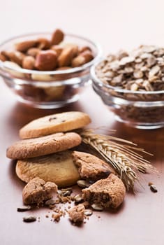 Healthy cookies with seeds close up shoot