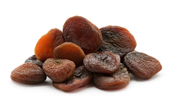 Group of dried natural Apricots isolated on white
