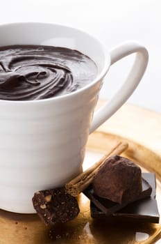 Hot chocolate with candy close up shoot