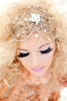 Baroque haute couture woman portrait with vampire inspiration