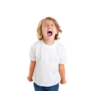 children kid screaming expression on white background