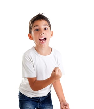 children excited kid epression with winner gesture screaming happy