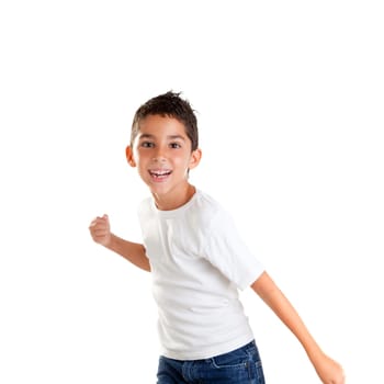 children punch boy funny gesture smiling on white background