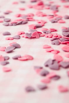 Close-up of little hearts for Valentine&#039 s day. Studio shot.