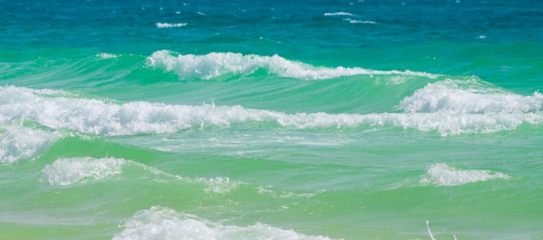 tropical beach with close-up of the waves