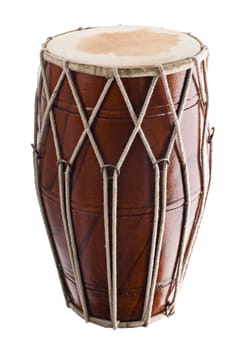 Traditional hand drum isolated on white close up