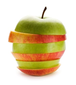 Fresh red and green apple sliced close up shoot