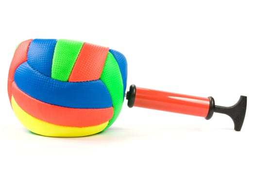 Air pump and color ball over a white background