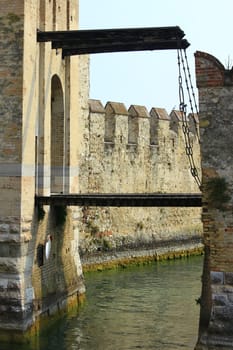 Drawbridge at the Scaliger Castle of Sirmione on Lake Garda,Italy