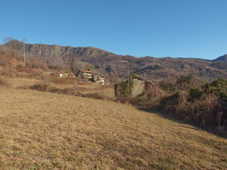 Old abandoned mountain hamlet in Susa Valley, Turin, Italy