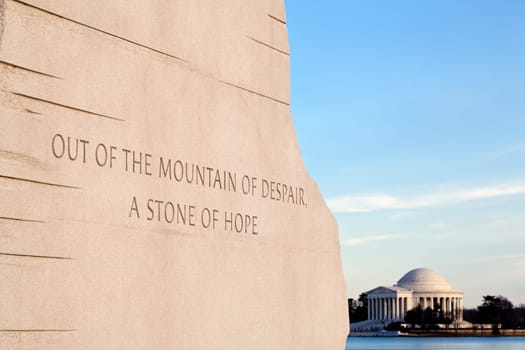 Washington, DC - February 13: Monument to Dr Martin Luther King on February 13, 2012. Government agreed  on Feb 12 to change the Drum Major words on the statue