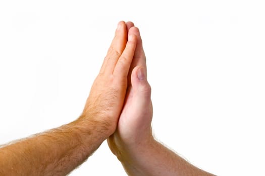 Men hands isolated on white background