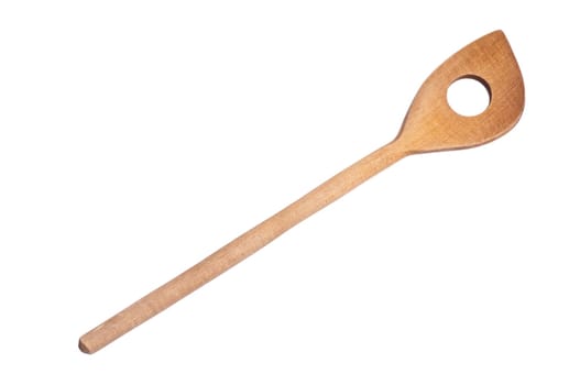 A single used wooden wooden spoon