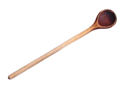 An old used wooden wooden spoon cut out
