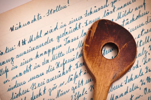 An old recipe about Christmas stollen and a wooden wooden spoon