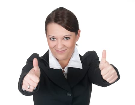 Businesswoman showing thumbs up