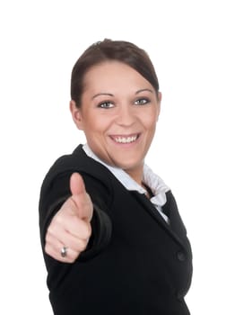 Businesswoman showing thumbs up