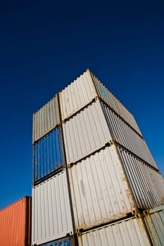 Cargo Containers towards blue sky