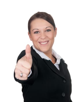 Businesswoman showing thumbs up