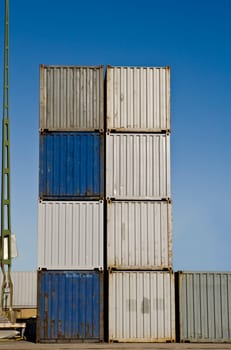 Cargo Containers towards blue sky