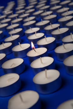 Large group of candles full frame