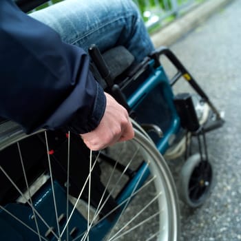 Close up of a man in wheel chair