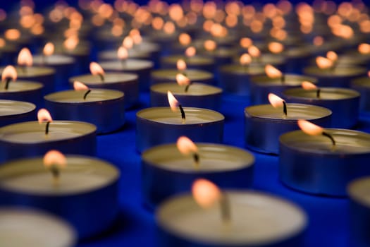 Large group of candles full frame