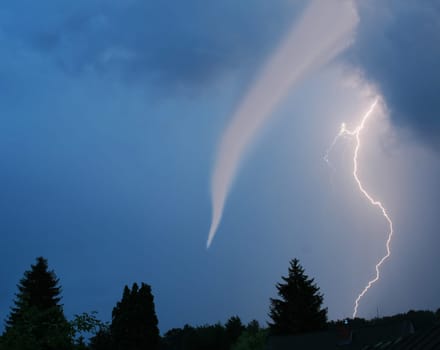 Tornado with lightning