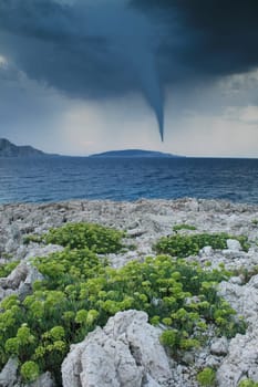 Tornado over water