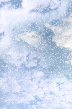 a snow storm against a cloudy background