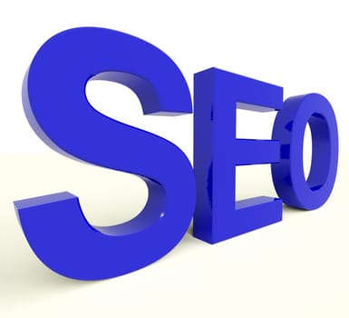 Seo Word In Blue Representing Internet Optimization And Promotion