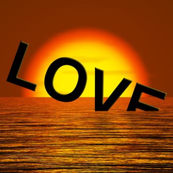 Love Word Sinking In THe Sea Showing Loss Of Love And Broken Heart