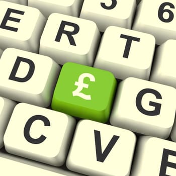 Pound Symbol Computer Key In Blue Meaning Money And Investment